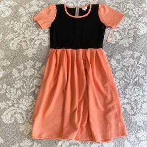 LuLaRoe Coral Black Color Block Amelia Midi Dress